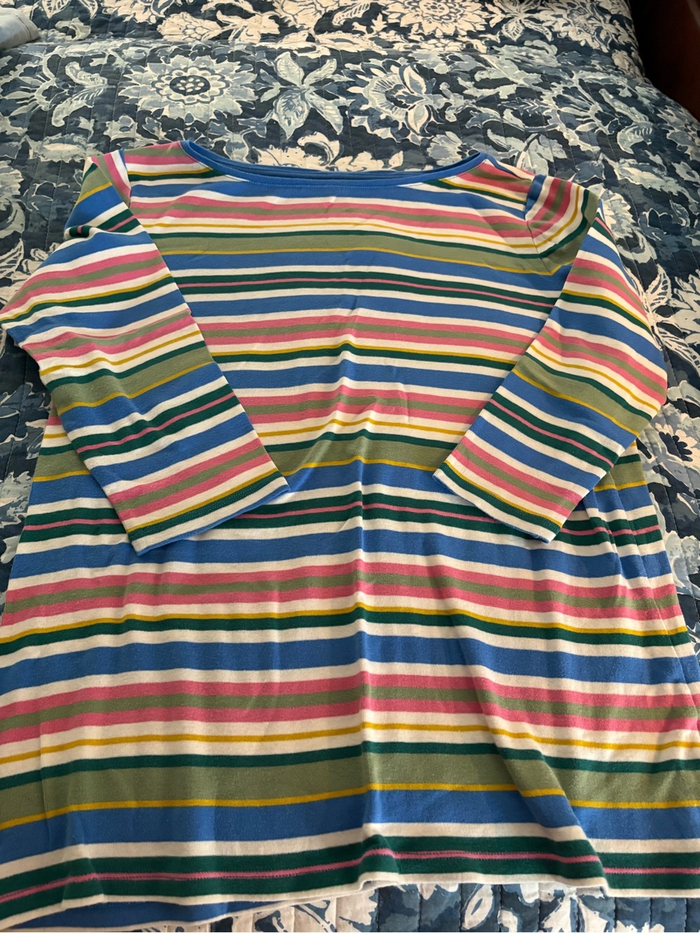 Talbots Multicolor Striped Tee - Blue, Pink, Green, White